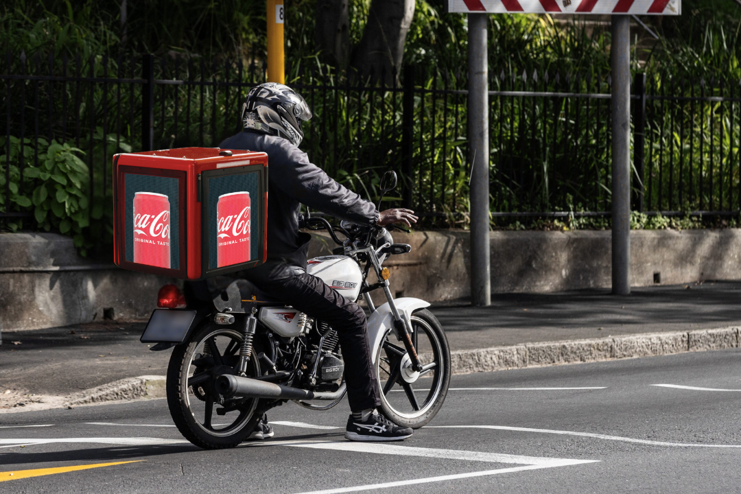 Delivery rider with LED box